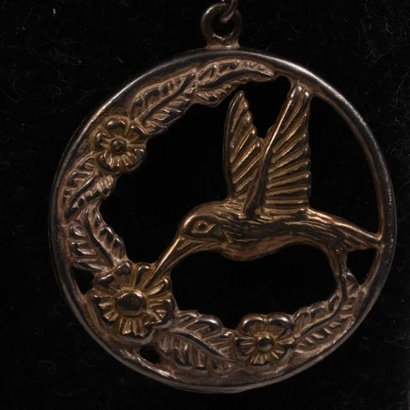 Gorgeous Vintage Sterling Silver Round Bird Themed Hanging Earrings - Picture 2 of 7